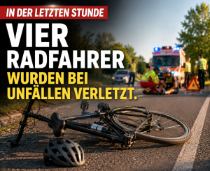 In der letzten Stunde heute: Vier Radfahrer wurden bei Unfällen verletzt.