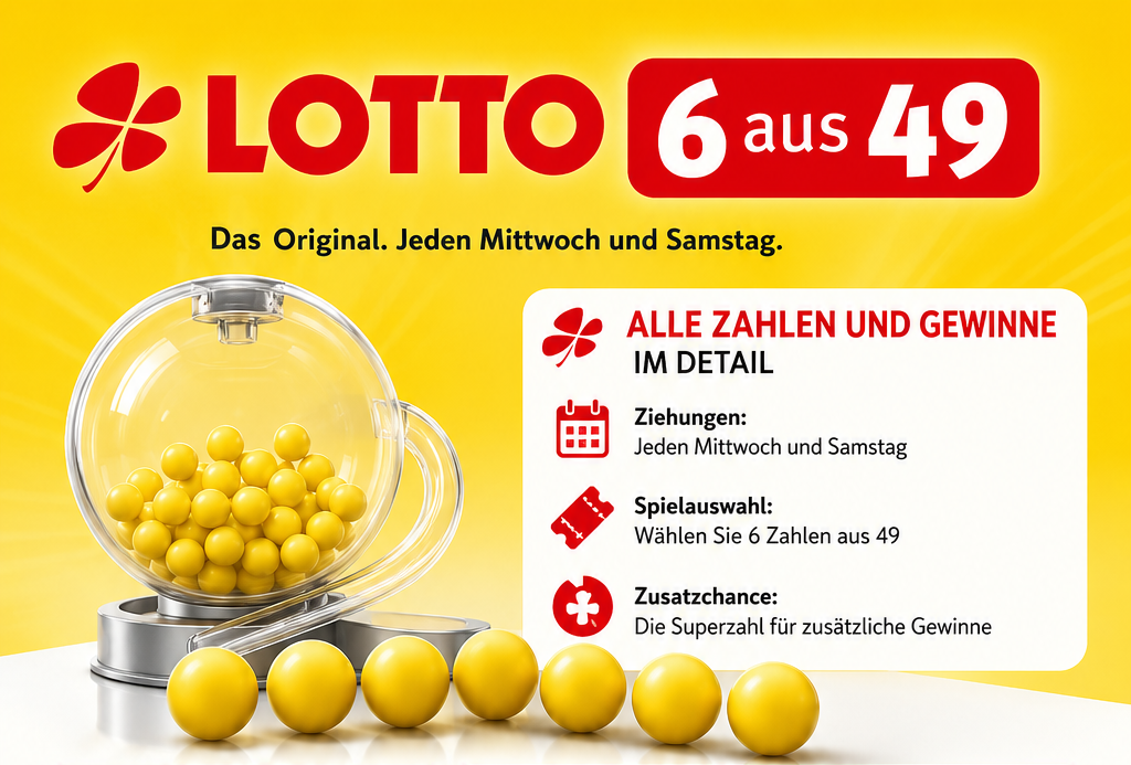 Lotto 6 aus 49: Ziehung vom Samstag, 13.06.2026 – Alle Zahlen und Gewinne im Detail