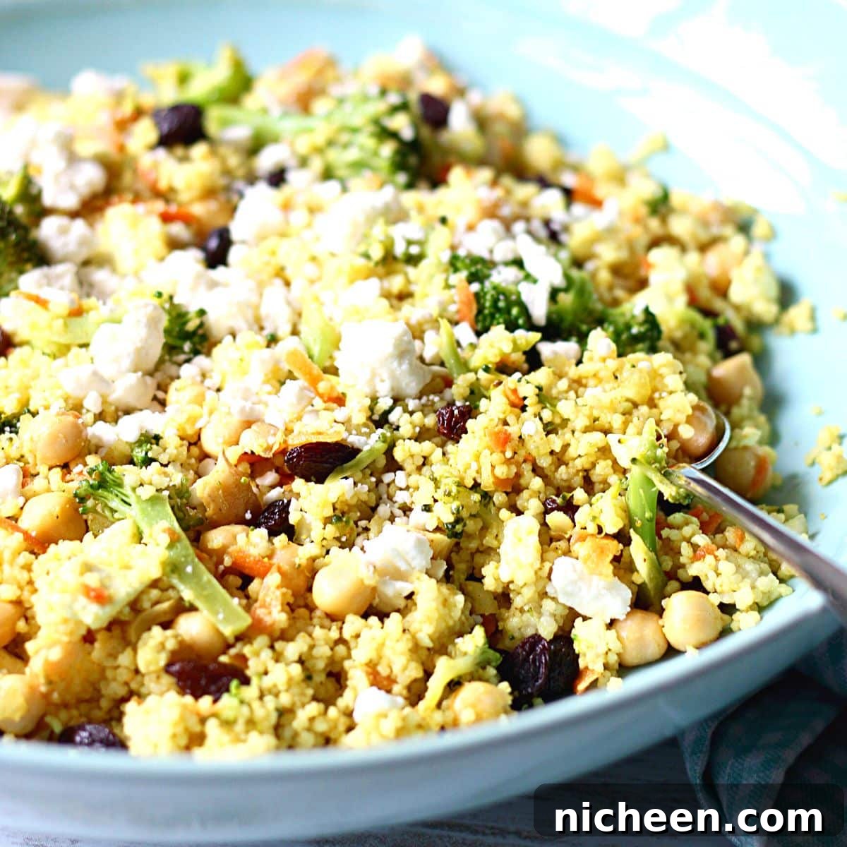 Zesty Curried Couscous Salad with Broccoli and Feta