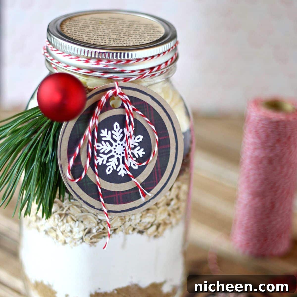 Cranberry White Chocolate Oatmeal Cookie Mix in a Jar