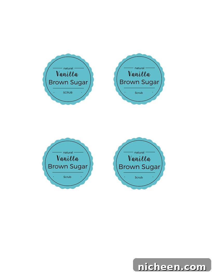 Printable Vanilla Brown Sugar Scrub labels
