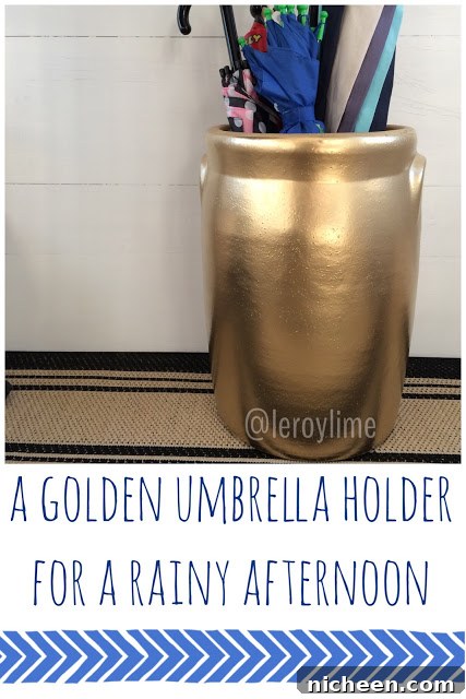 Spring DIY Decor Ideas to Refresh Your Home 3 Golden umbrella holder DIY