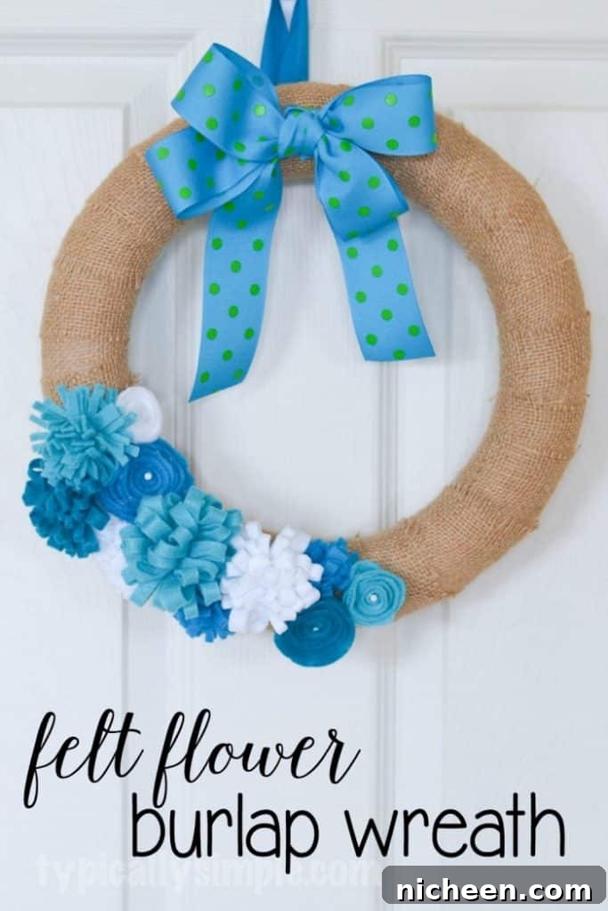 Spring DIY Decor Ideas to Refresh Your Home 4 Felt flower burlap wreath