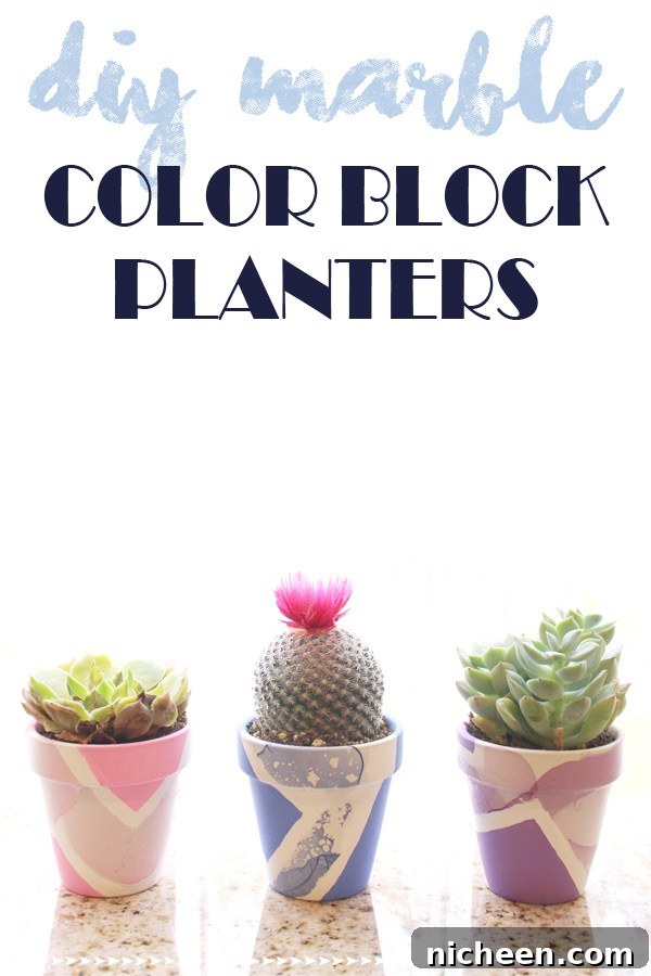 Spring DIY Decor Ideas to Refresh Your Home 5 DIY marble color block planters