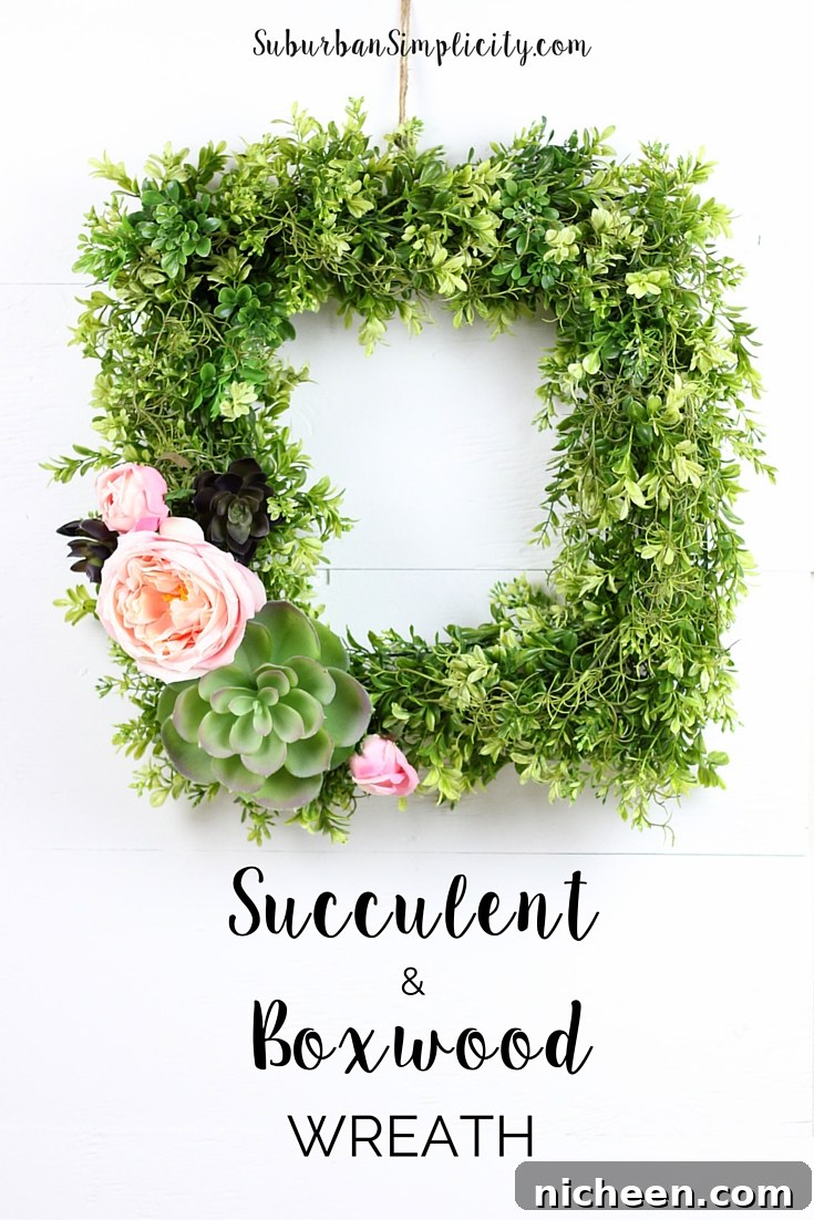 Succulent and Boxwood Wreath