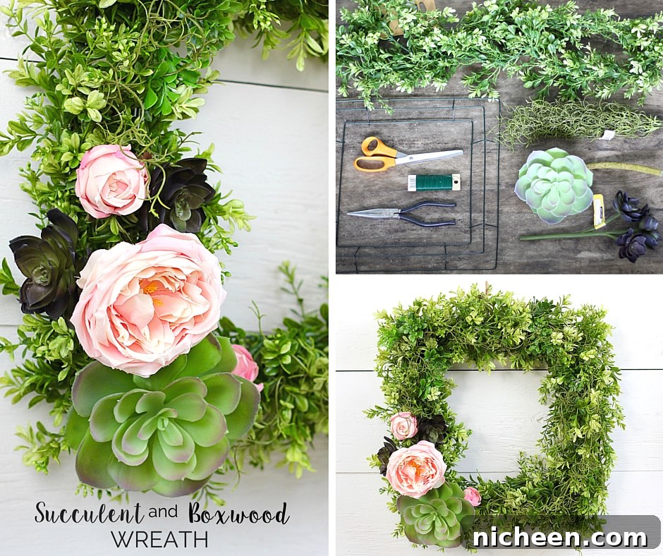 Succulent and Boxwood Wreath - FB