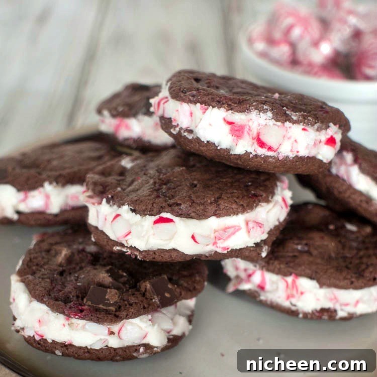 Chocolate Chunk Peppermint Cream Cookies