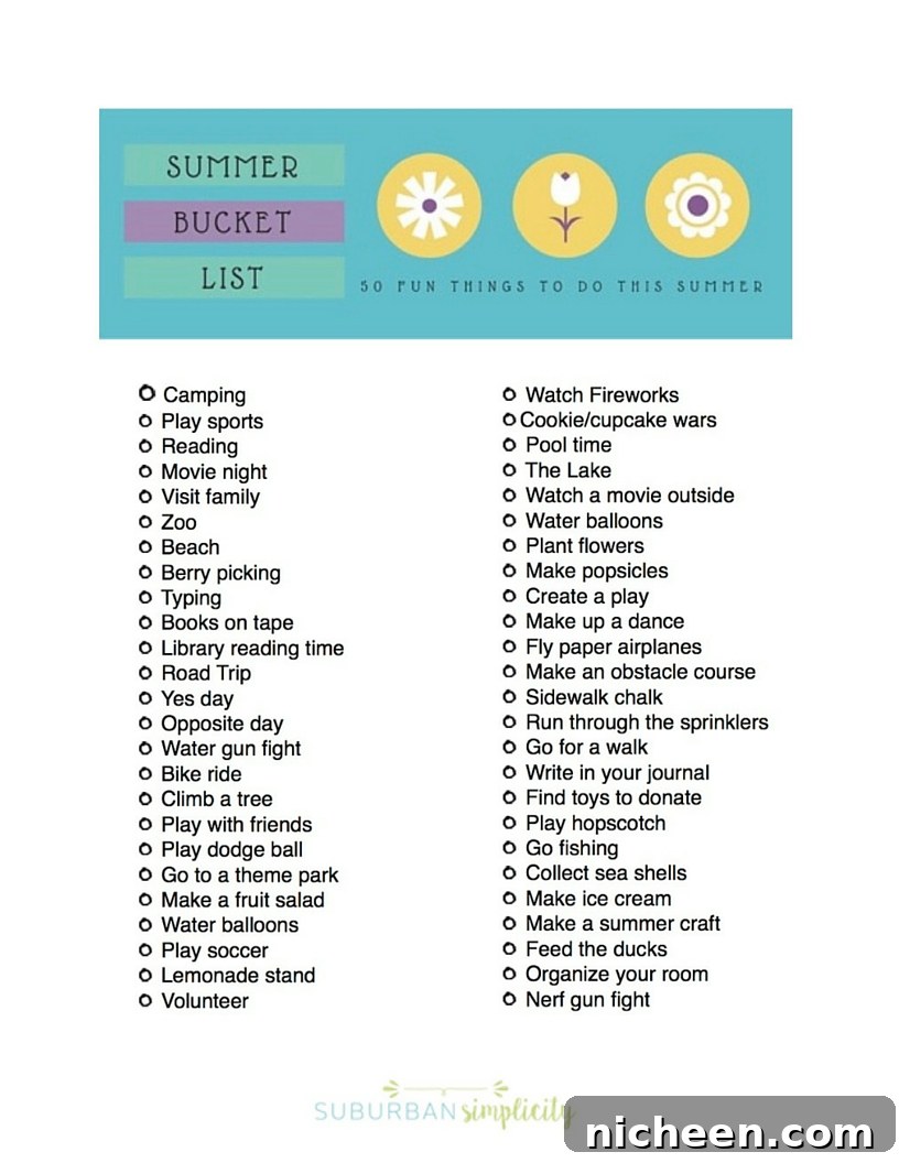 Summer Bucket List Printable
