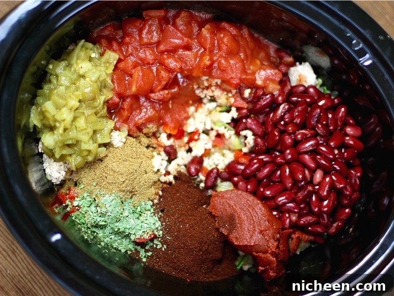 Ingredient in a crockpot for turkey chili.