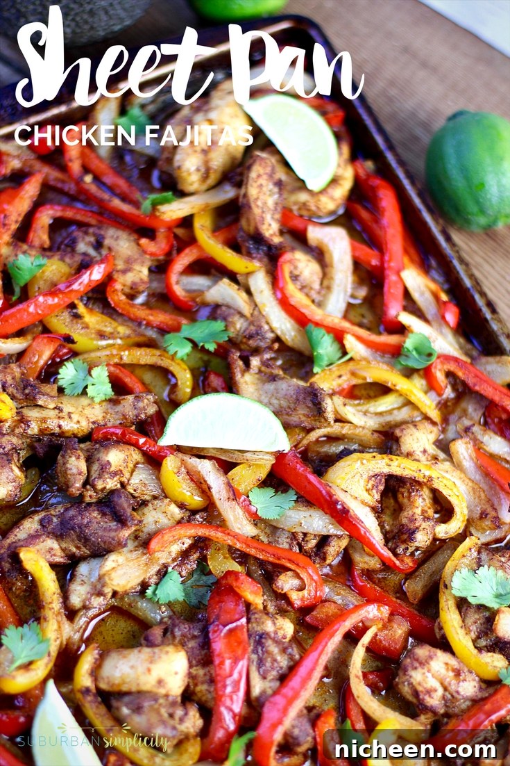 chicken fajitas in a sheet pan