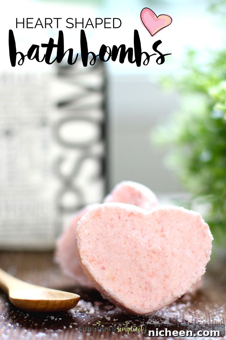 Heart Shaped Bath Bombs make the perfect pampering DIY. Gift them for Valentine's Day or just keep them for yourself, this bath bomb recipe is so relaxing and luxurious! 
