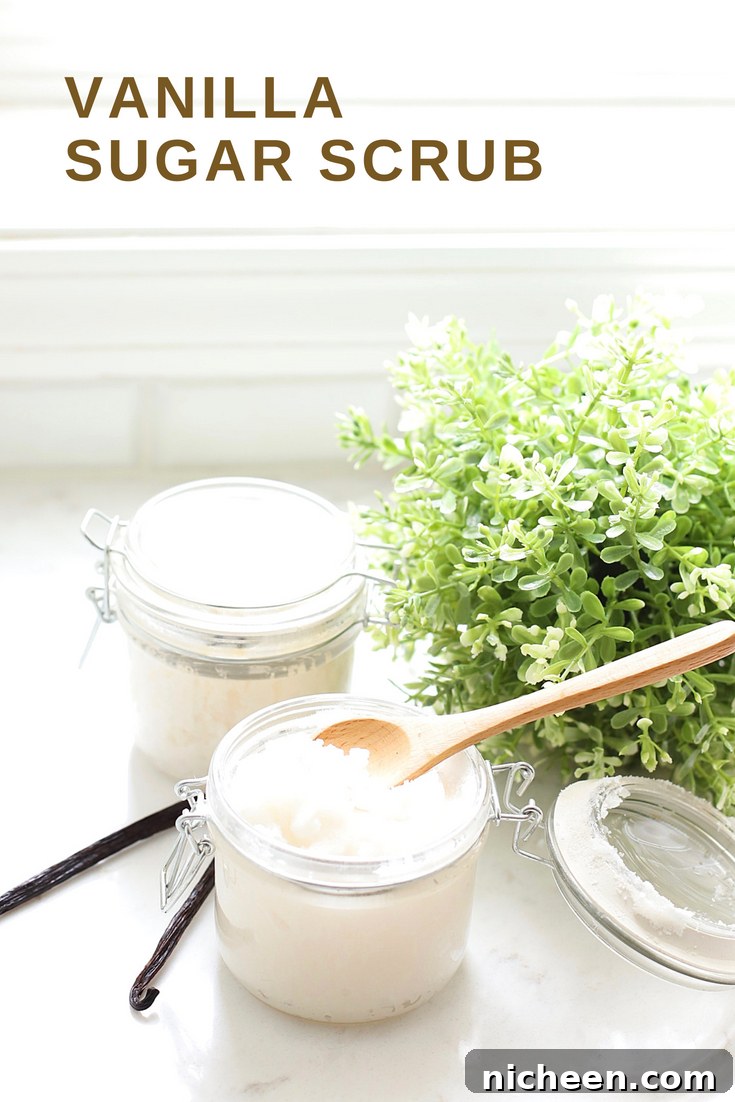 Homemade Vanilla Sugar Scrub and Free Printable Labels 7 This yummy Vanilla Sugar Scrub is an easy, exfoliating DIY that you can make at home for pennies. A simple and all-natural beauty product that smells delicious!