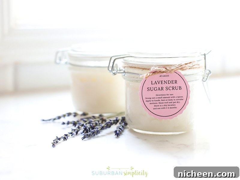 Best sugar scrub recipe in a jar with free printable tags.