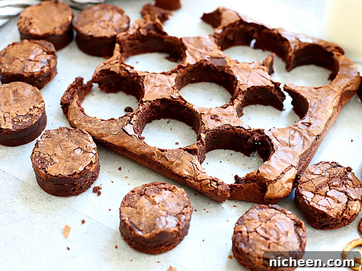 Halloween Mummy Brownies Recipe: Creepy Wrapped Treats 5 Brownies cut in circles.