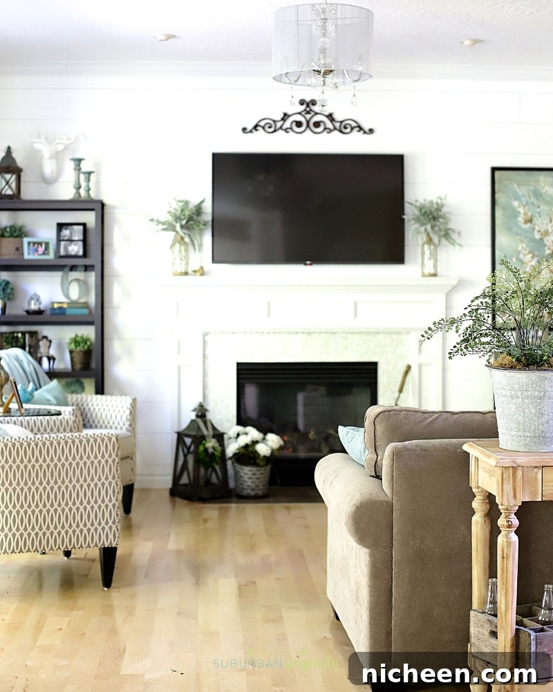 Living room decorating on a budget creating a focal point.