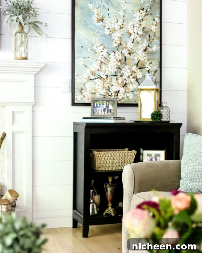 Shiplap walls for texture.