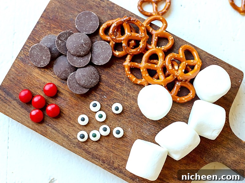 Chocolate-Covered Marshmallow Reindeer Recipe 3 The ingredients to make marshmallow reindeer