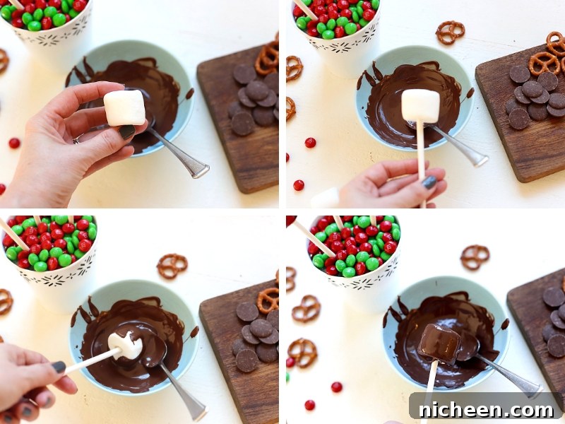 Chocolate-Covered Marshmallow Reindeer Recipe 4 The steps for making Marshmallow Reindeer