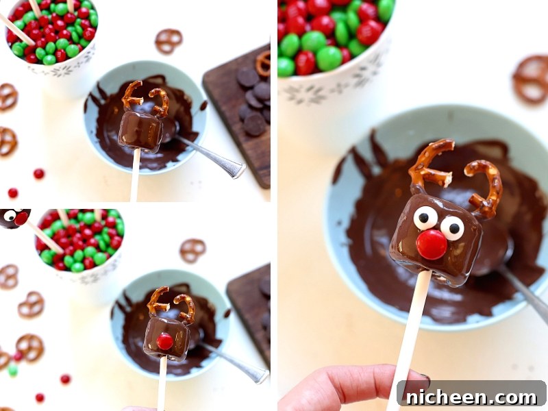 Chocolate-Covered Marshmallow Reindeer Recipe 5 The process for making Christmas Marshmallow Treats
