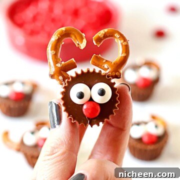A cute Christmas treat made with Reese's Peanut Butter Cups.
