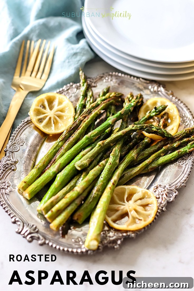 Crispy Oven-Roasted Asparagus Recipe for Easter or Anytime 7 This Roasted Asparagus with Lemon is a simple and easy side dish that’s ready in minutes. Fresh asparagus is roasted to perfection and seasoned with lemon juice.