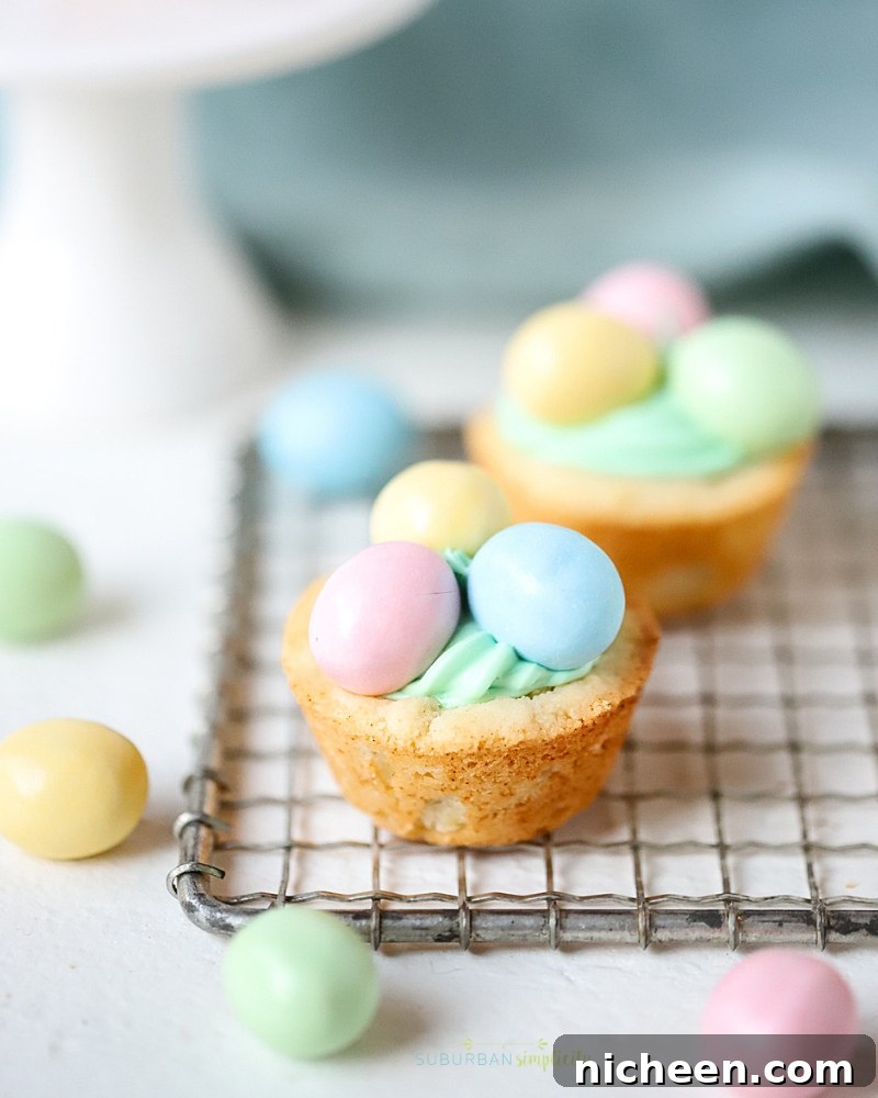 Easter Cookie Cups filled with frosting.