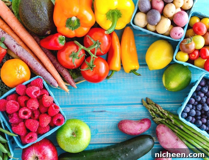 How to Freeze Fruits and Vegetables for Long Term Storage 3 A variety of fresh fruit and vegetables on display