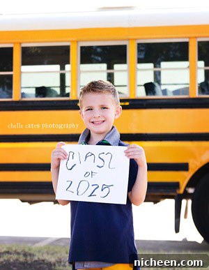 17 First Day of School Photo Ideas and Poses 5 A person standing in front of a school bus