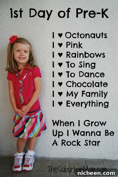 17 First Day of School Photo Ideas and Poses 7 A little girl posing for a picture