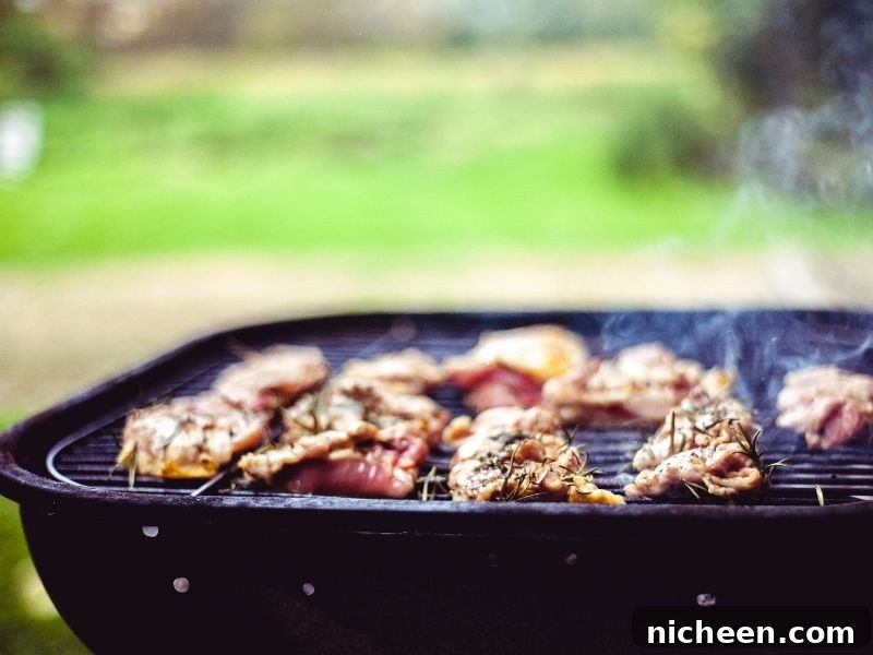 grill with meat on it.