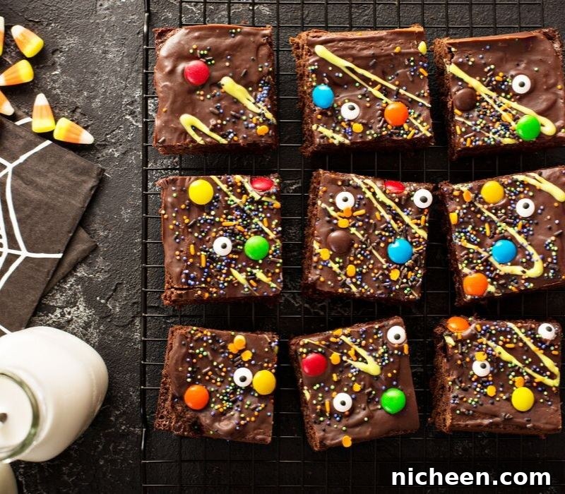 Brownies with leftover Halloween Candy