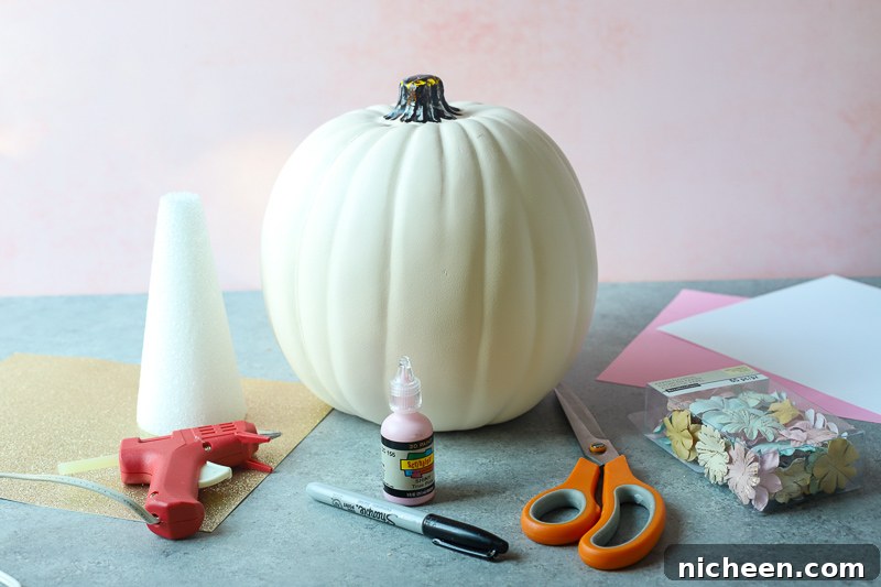 DIY Unicorn Pumpkin: Cute Halloween Craft Tutorial 3 supplies to make a unicorn pumpkin