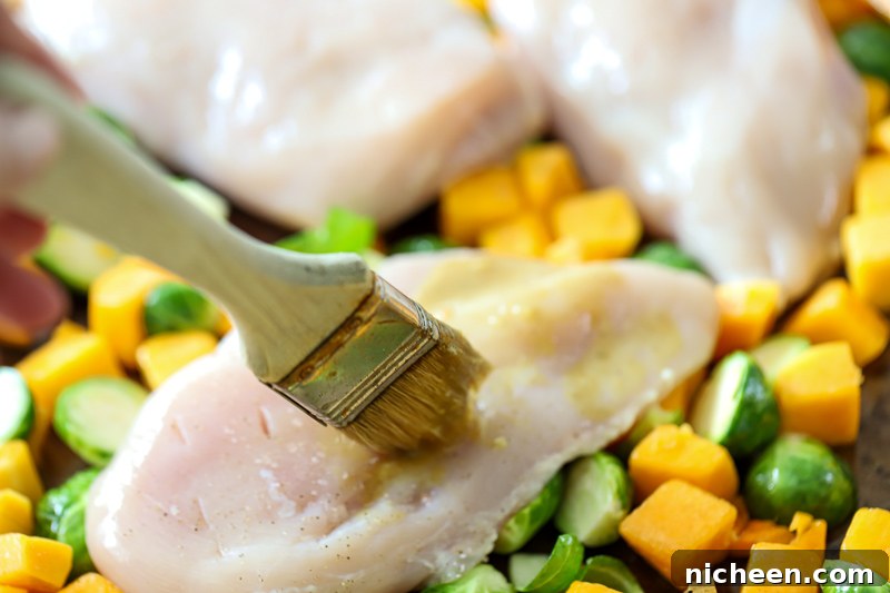 Sheet Pan Chicken with Roasted Butternut Squash 8 Enjoy this easy and delicious Sheet Pan Chicken and Butternut Squash this season. It's healthy, tasty and clean up is a breeze!