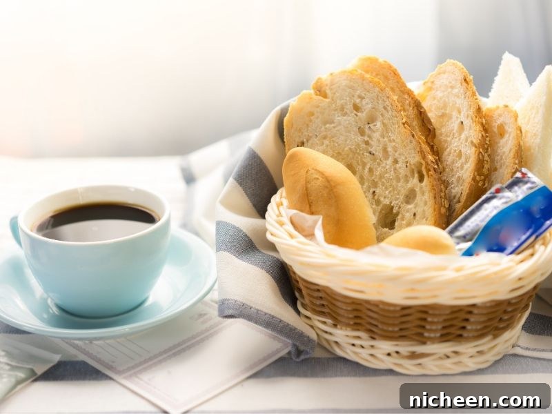 10 Quick Home Prep Tips for Last Minute Guests 3 Bread in a basket with coffee