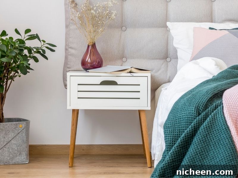 10 Quick Home Prep Tips for Last Minute Guests 5 nightstand next to a made bed