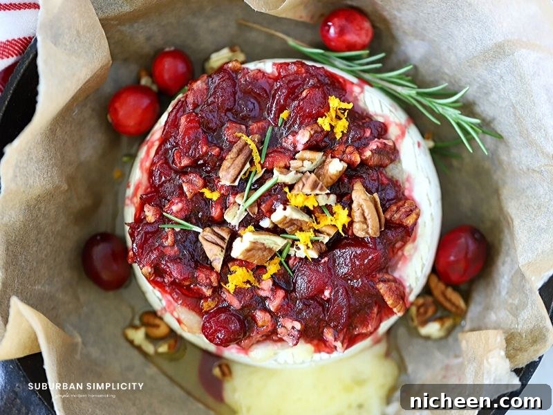Baked Cranberry Brie plated to serve