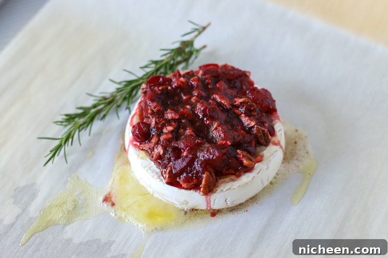 Gooey baked brie with cranberry topping