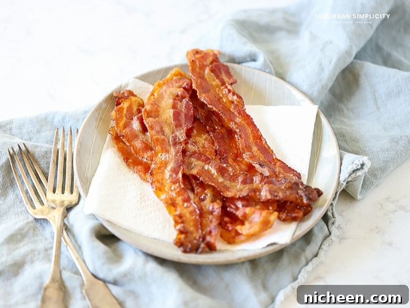 How to Cook Bacon in the Oven for Crispy, Evenly Cooked Strips 2 Follow these tips for How to Cook Bacon in the Oven for less mess and a deliciously easy snack or addition to any meal!