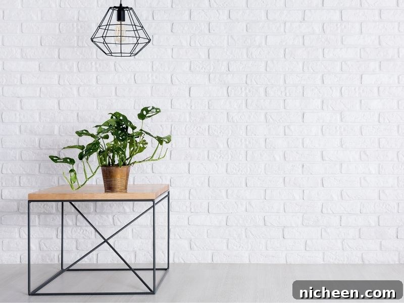 Table with plant on top