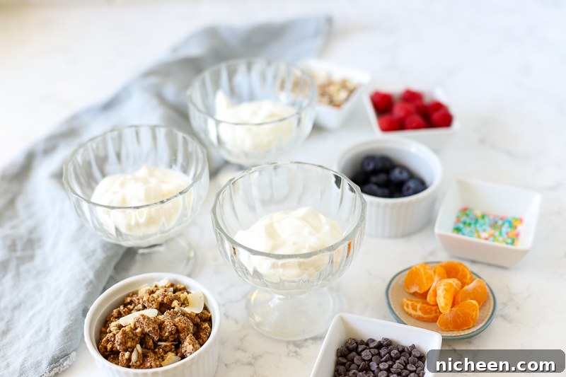 Ingredients to make a breakfast Sundae