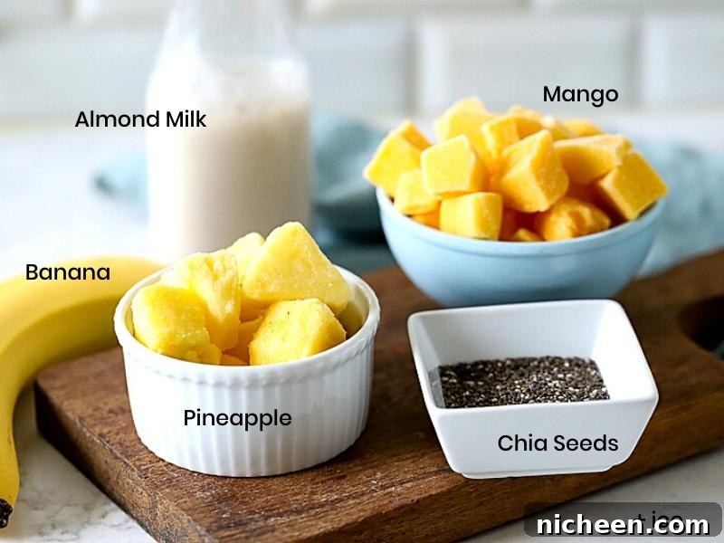 Tropical Mango Pineapple Smoothie Recipe 3 Ingredients for pineapple mango drink