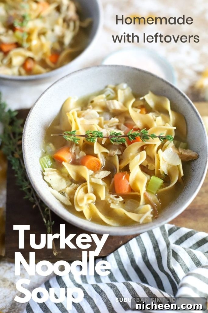 Savor the rich flavors of Homemade Turkey Soup. This soup recipe is comfort food in a bowl that you will eat for days! The turkey carcass simmers to create the most delicious, nourishing broth.