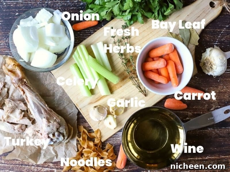 Ingredients to make Turkey Noodle Soup