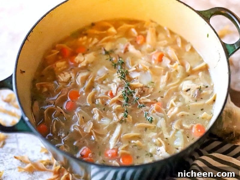 pot with turkey carcass soup