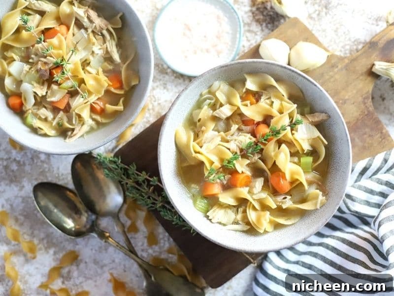 two bowls of turkey soup 