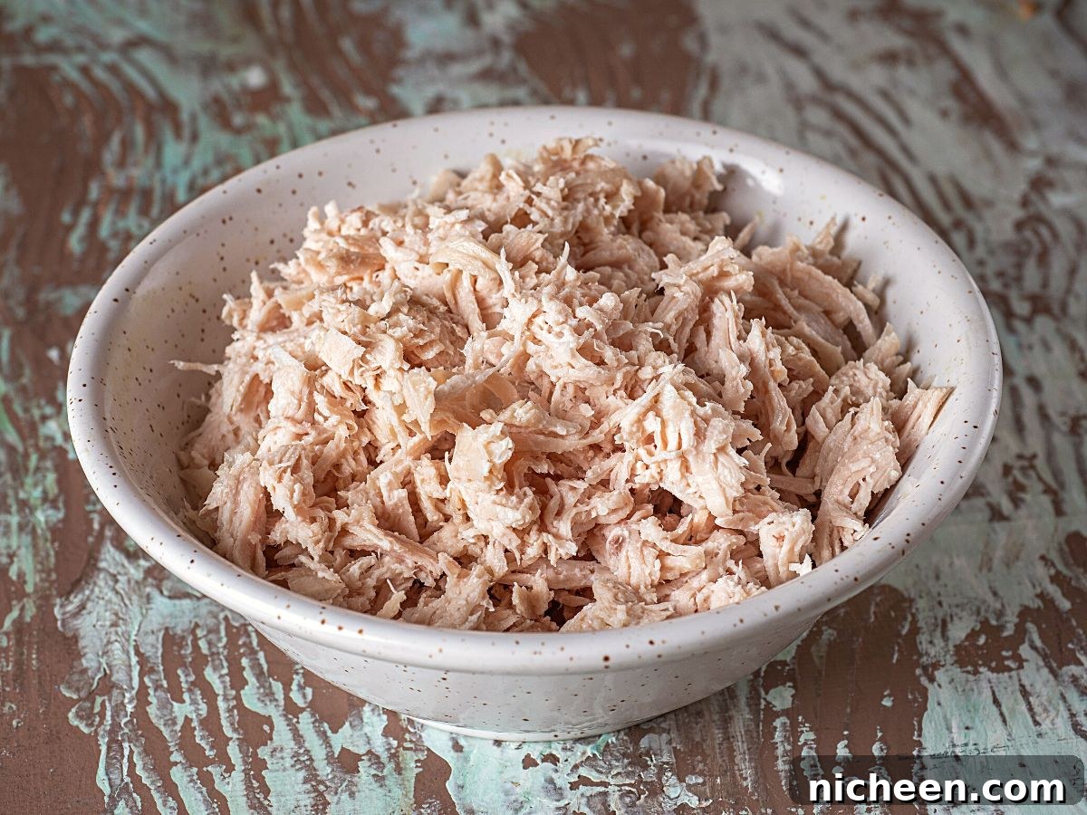 How to Freeze and Store Cooked Shredded Chicken 2 chicken shredded in a bowl