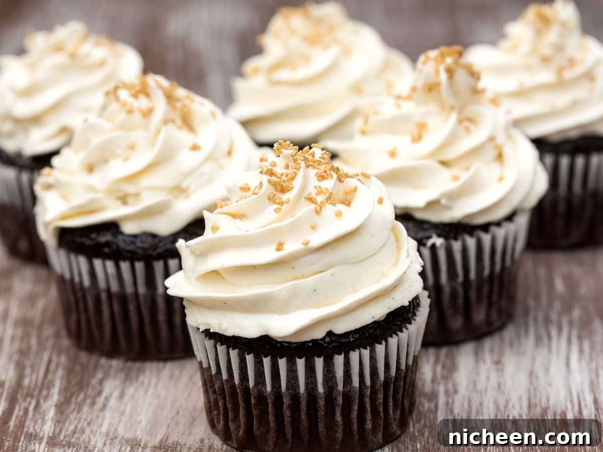 Chocolate cupcakes with cream cheese frosting.