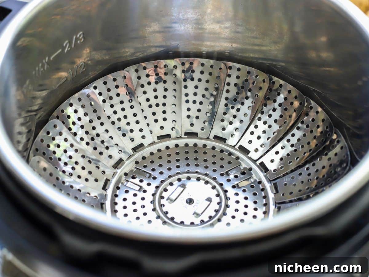 Instant Pot Baby Potatoes with Garlic and Herbs 4 Stainless steel steamer basket.