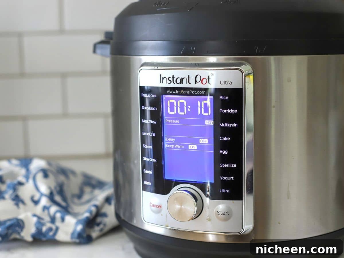 Instant Pot Baby Potatoes with Garlic and Herbs 6 Pressure cooker with 10 minutes of cook time.