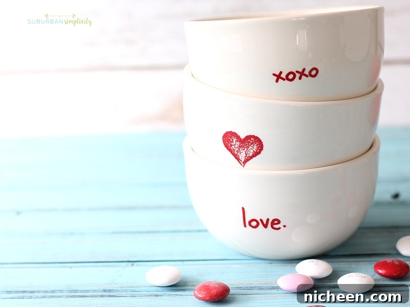 Valentine's kitchen bowls and decor for serving treats